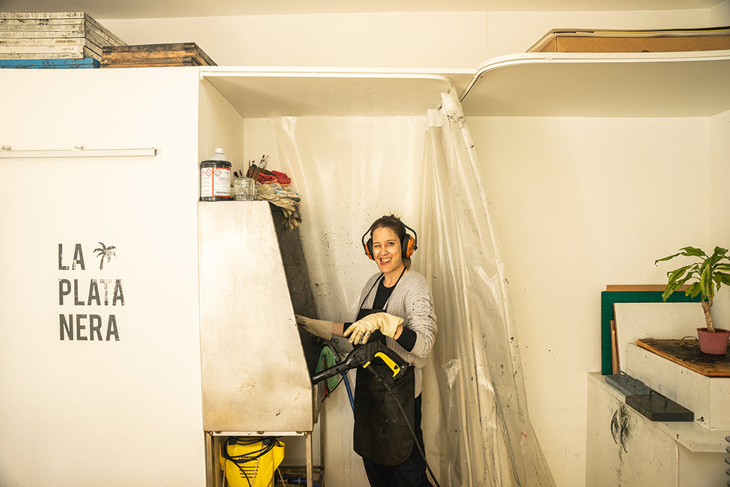 Botanical Textile Screen Printing Workshop with Andrea on island Illa de Arousa, Galicia by subcultours
