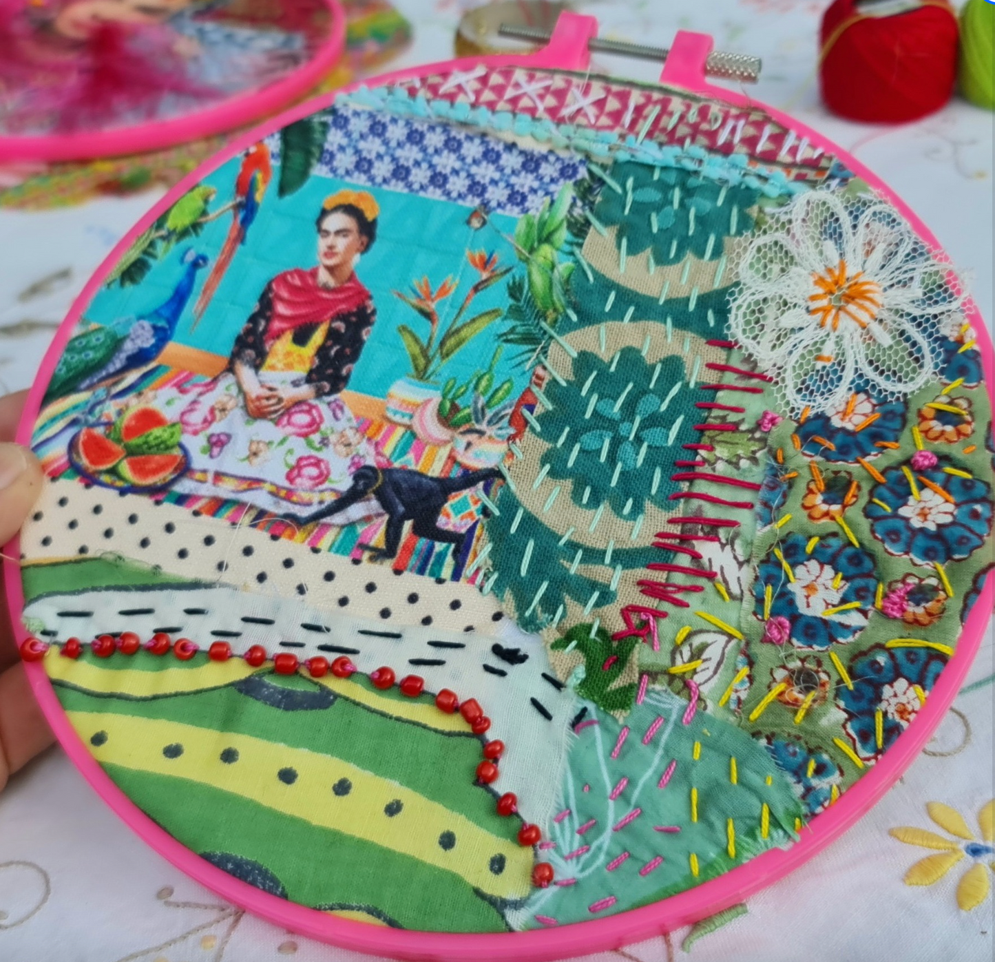 Fabric Collage Workshop "Frida Kahlo Portrait" with Liat in Matan, Tel Aviv, Israel, by subcultours 12