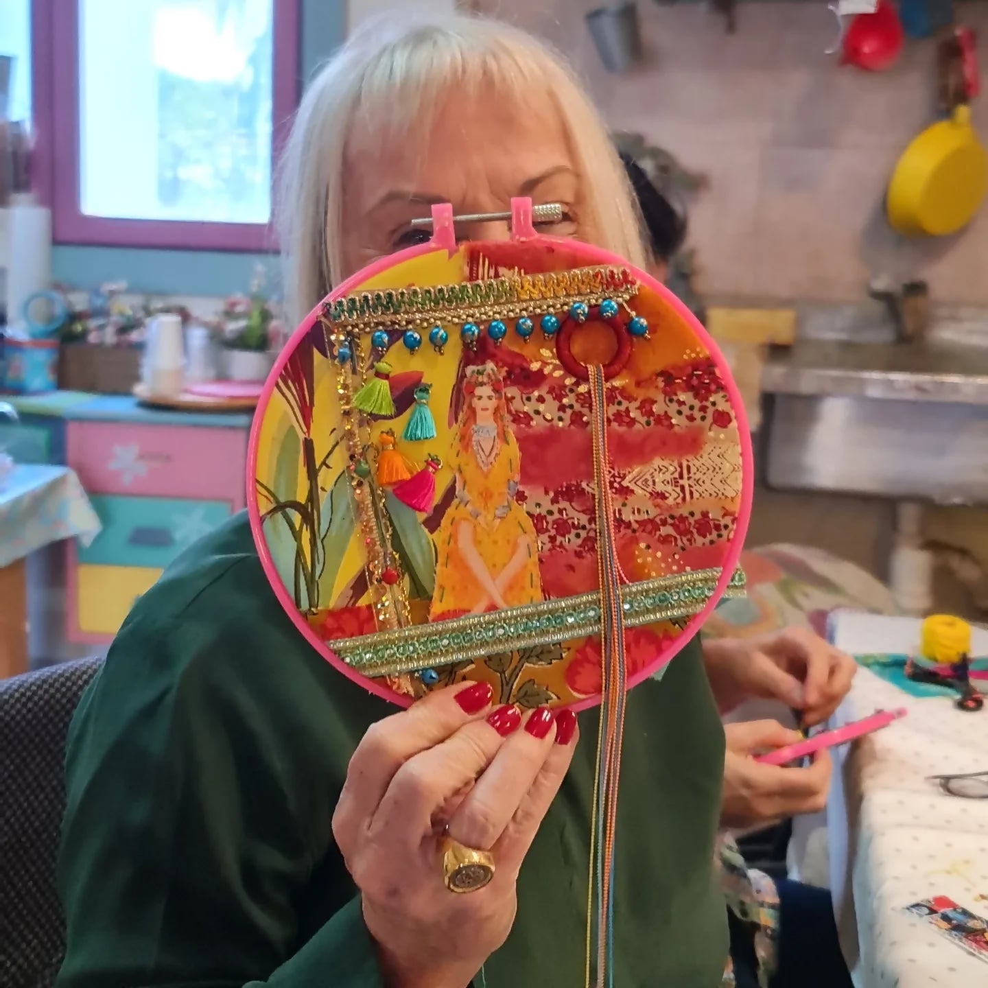 Fabric Collage Workshop "Frida Kahlo Portrait" with Liat in Matan, Tel Aviv, Israel, by subcultours 10