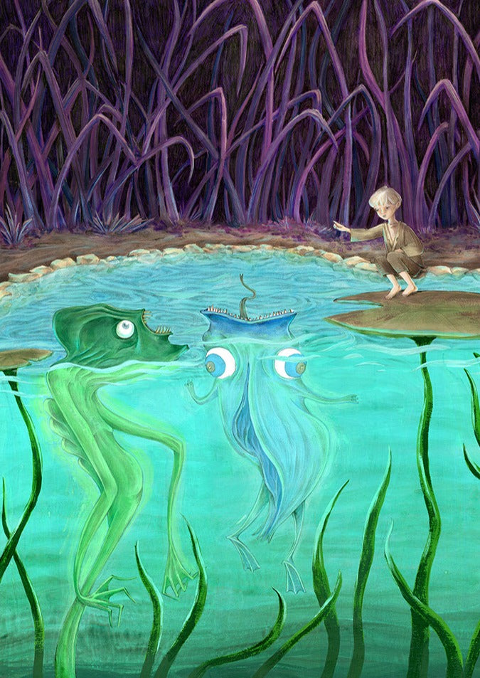 „John Feeds the Ducks“ Kunstdruck von Beatriz Bagulho