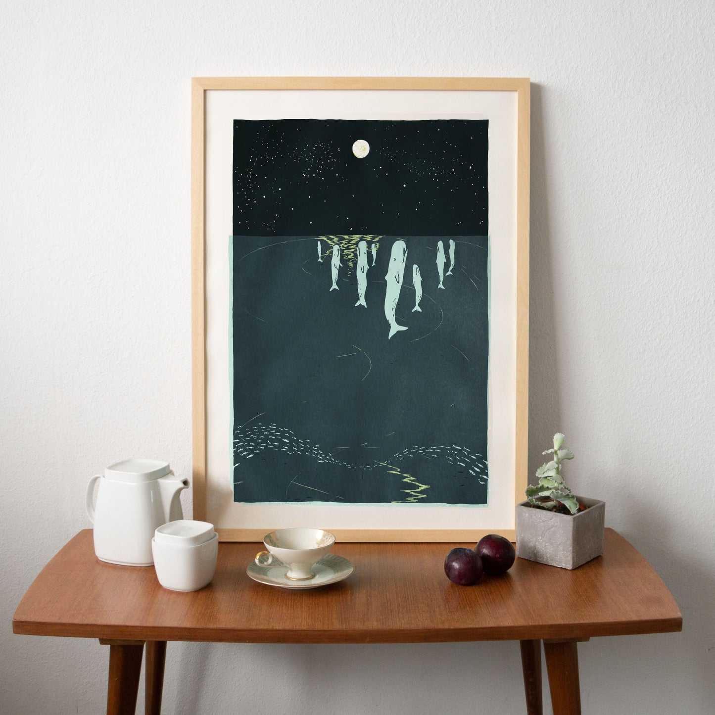 "Good night whales (BIG IV)" Screen Print by Julie Miammmiam