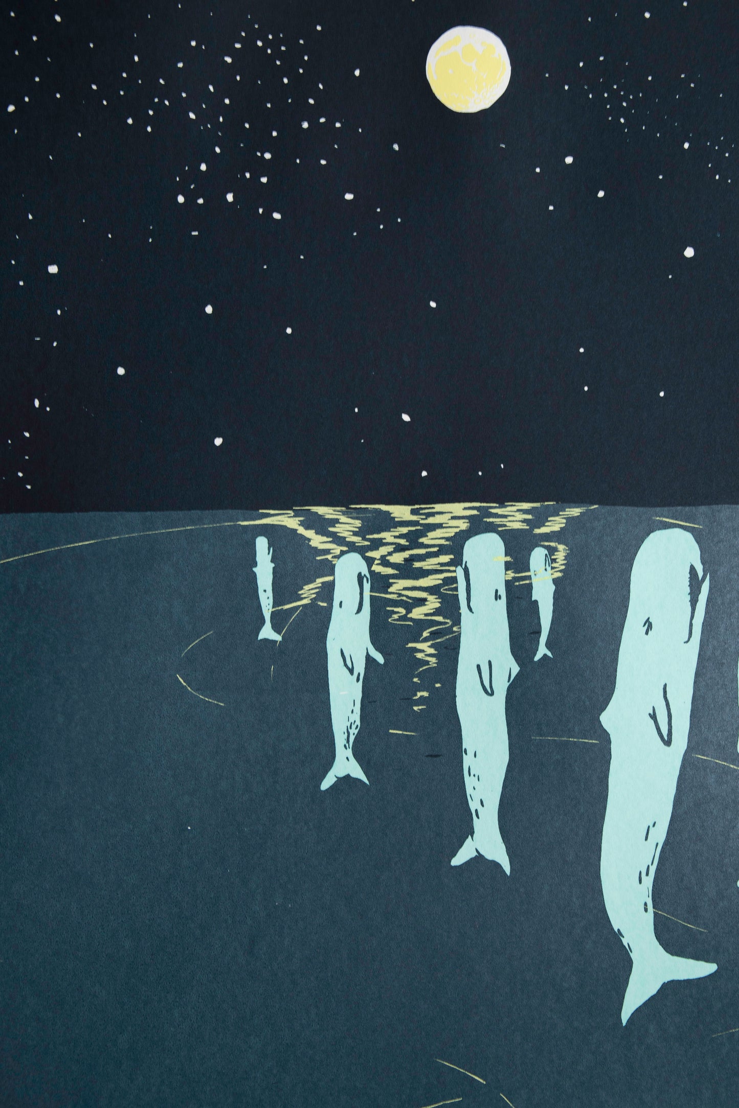 "Good night whales (BIG IV)" Screen Print by Julie Miammmiam