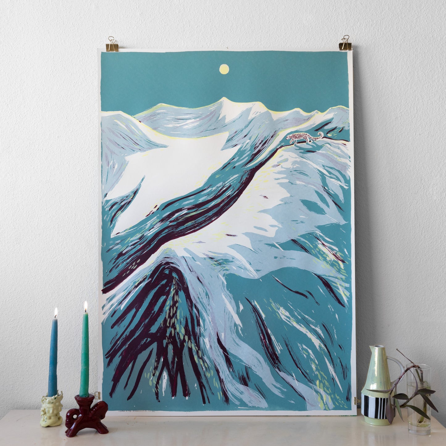 "La Panthère des neiges" Screen Print by Julie Miammmiam