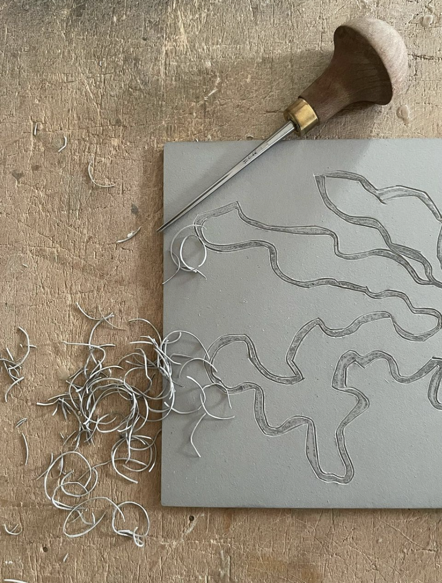 "Linocut Printing meets Embroidery" Workshop with Katja in Dresden, Germany
