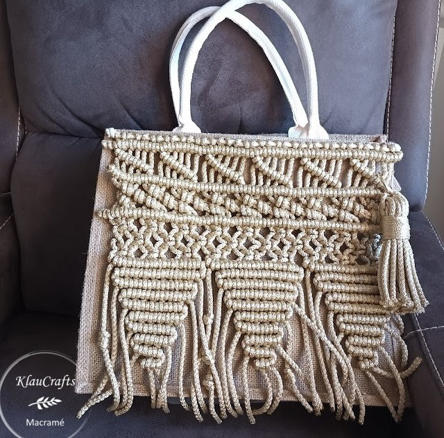 "Tibetan Swings" Macramé Linen Bag by Cláudia Almeida