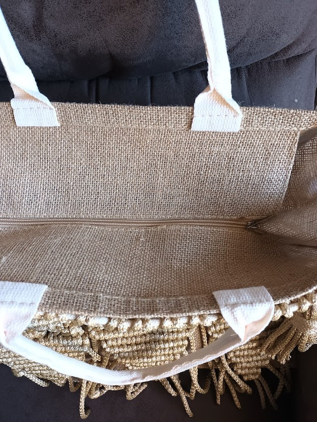 "Tibetan Swings" Macramé Linen Bag by Cláudia Almeida