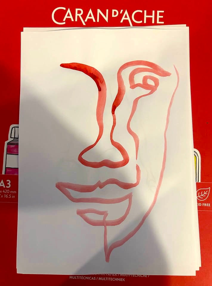 One-Line Drawing Workshop with Malandro in Geneva, Switzerland, red face, by subcultours