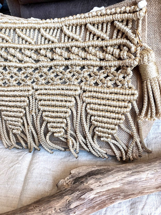"Tibetan Swings" Macramé Linen Bag by Cláudia Almeida
