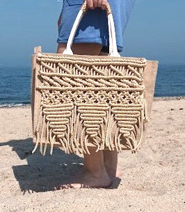 "Tibetan Swings" Macramé Linen Bag by Cláudia Almeida