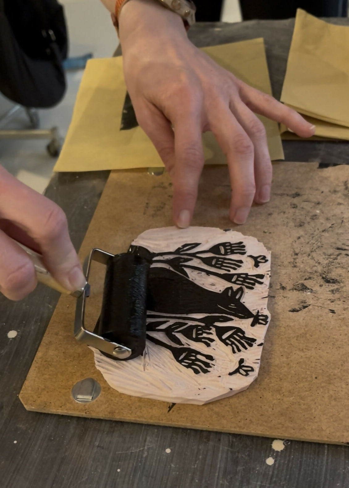 Frutie’s Linocut Workshop in Budapest, Hungary, by subcultours
