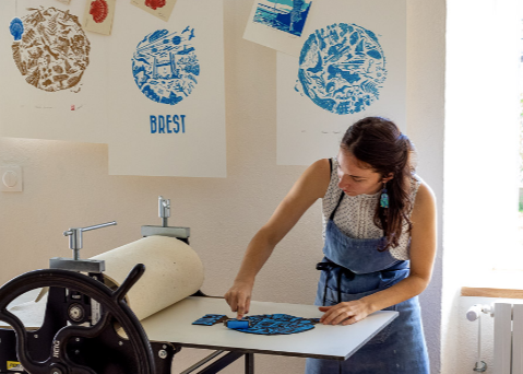 Linocut Workshop with Noémie in Plougastel-Daoulas, Brittany, France, by subcultours 16