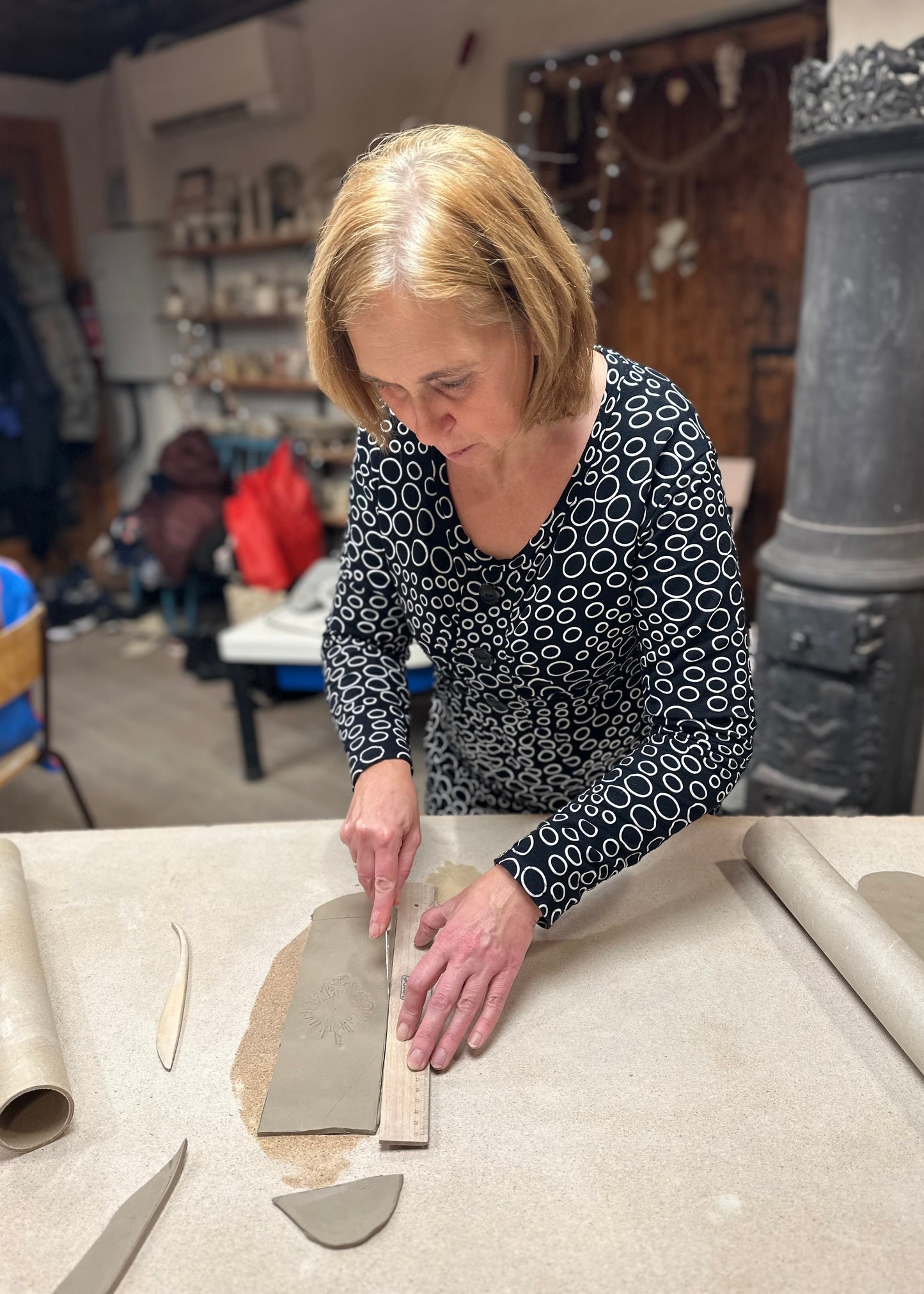 Ceramic Handbuilding Workshop with Marika and Ivika in Noarootsi Peninsula, Estonia, woman creating, by subcultours