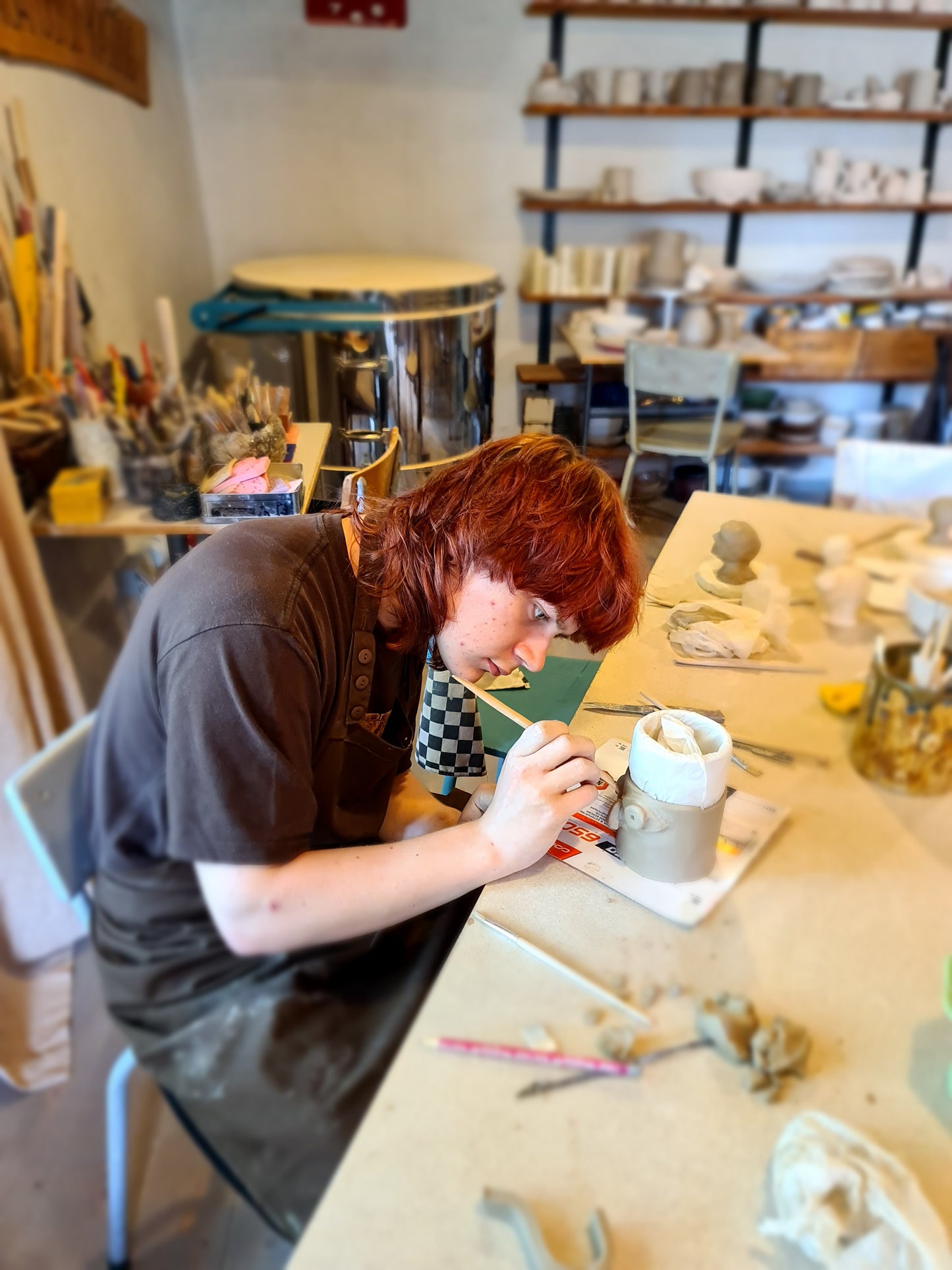 Ceramic Handbuilding Workshop with Marika and Ivika in Noarootsi Peninsula, Estonia, boy creating 2, by subcultours