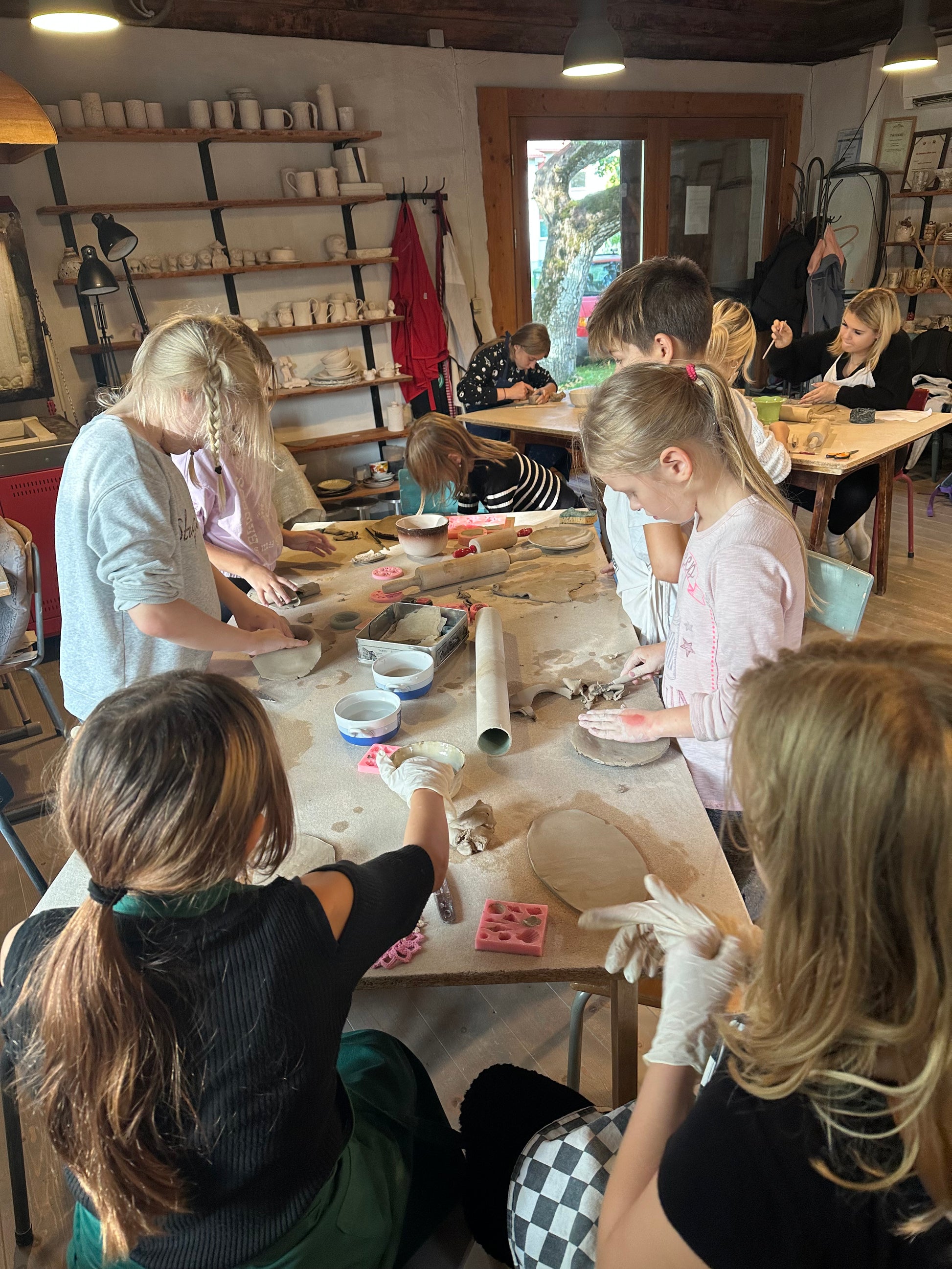 Ceramic Handbuilding Workshop with Marika and Ivika in Noarootsi Peninsula, Estonia, children creating, by subcultours