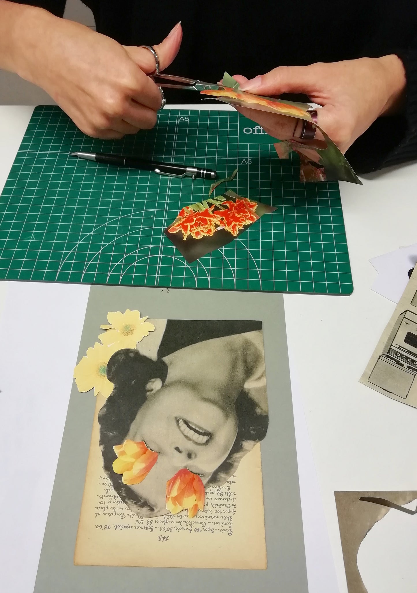 Collage Workshop "Collage with Dried Flowers and Images" with Polo in A Coruña, Spain by subcultours