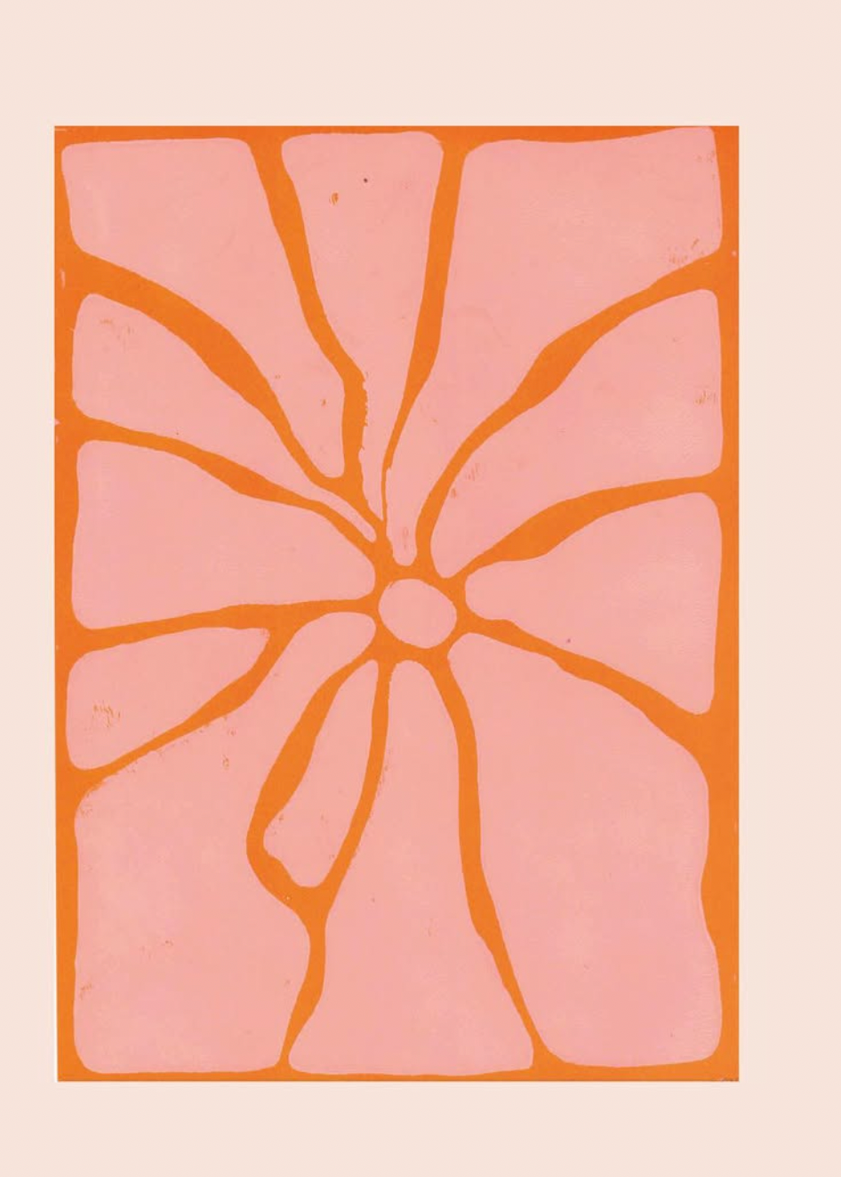 Abstract design with pink and orange colors on a beige background