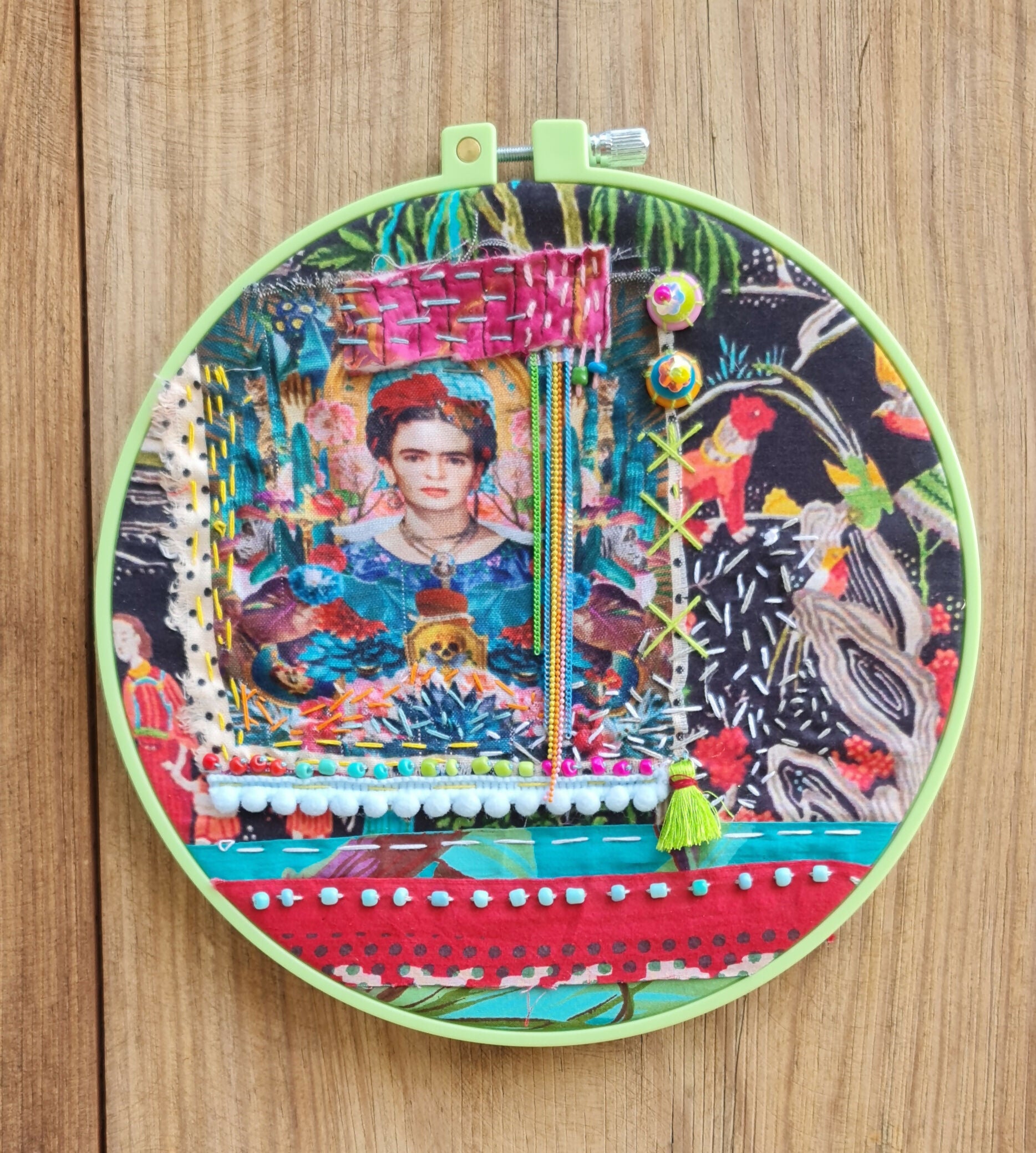 Fabric Collage Workshop "Frida Kahlo Portrait" with Liat in Matan, Tel Aviv, Israel, by subcultours 2