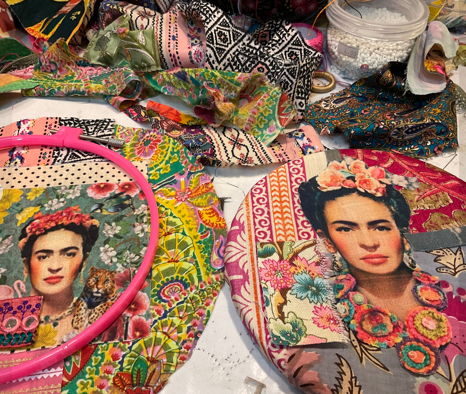 Fabric Collage Workshop "Frida Kahlo Portrait" with Liat in Matan, Tel Aviv, Israel, by subcultours 3