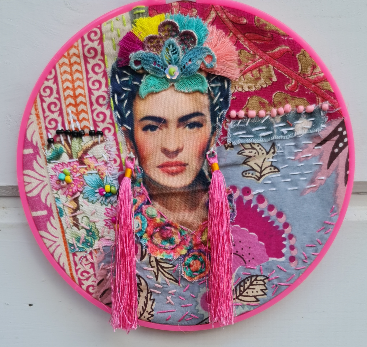 Fabric Collage Workshop "Frida Kahlo Portrait" with Liat in Matan, Tel Aviv, Israel, by subcultours 8