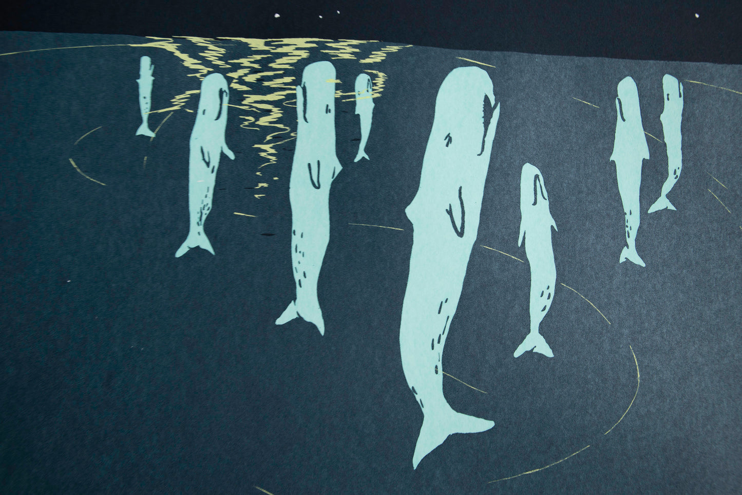 "Good night whales (BIG IV)" Screen Print by Julie Miammmiam
