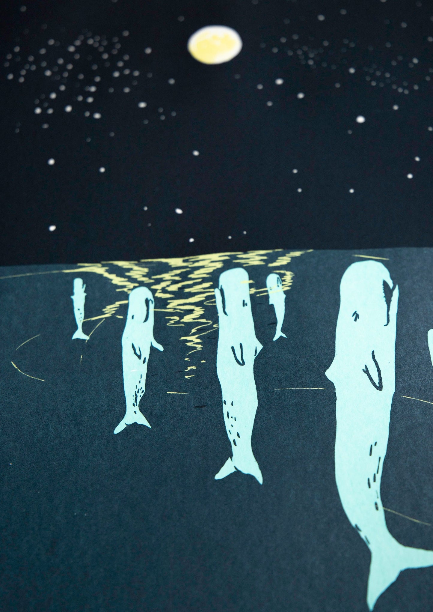 "Good night whales (BIG IV)" Screen Print by Julie Miammmiam