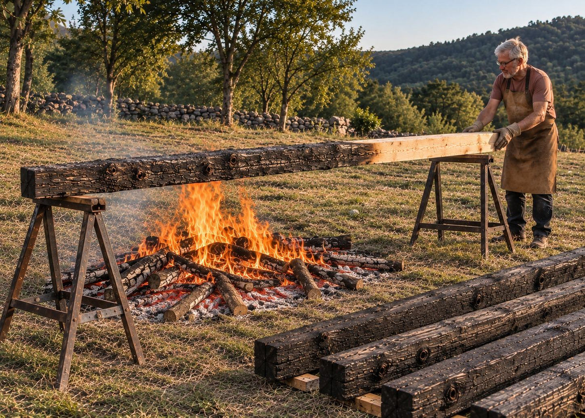 Immersive Shou Sugi Ban 6 Day Art Retreat "Le Feu du Phénix" with Bernard in Serra do Açor, Coimbra, Portugal