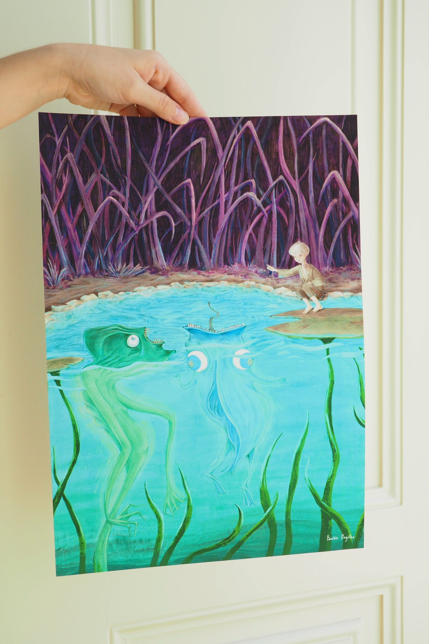 „John Feeds the Ducks“ Kunstdruck von Beatriz Bagulho