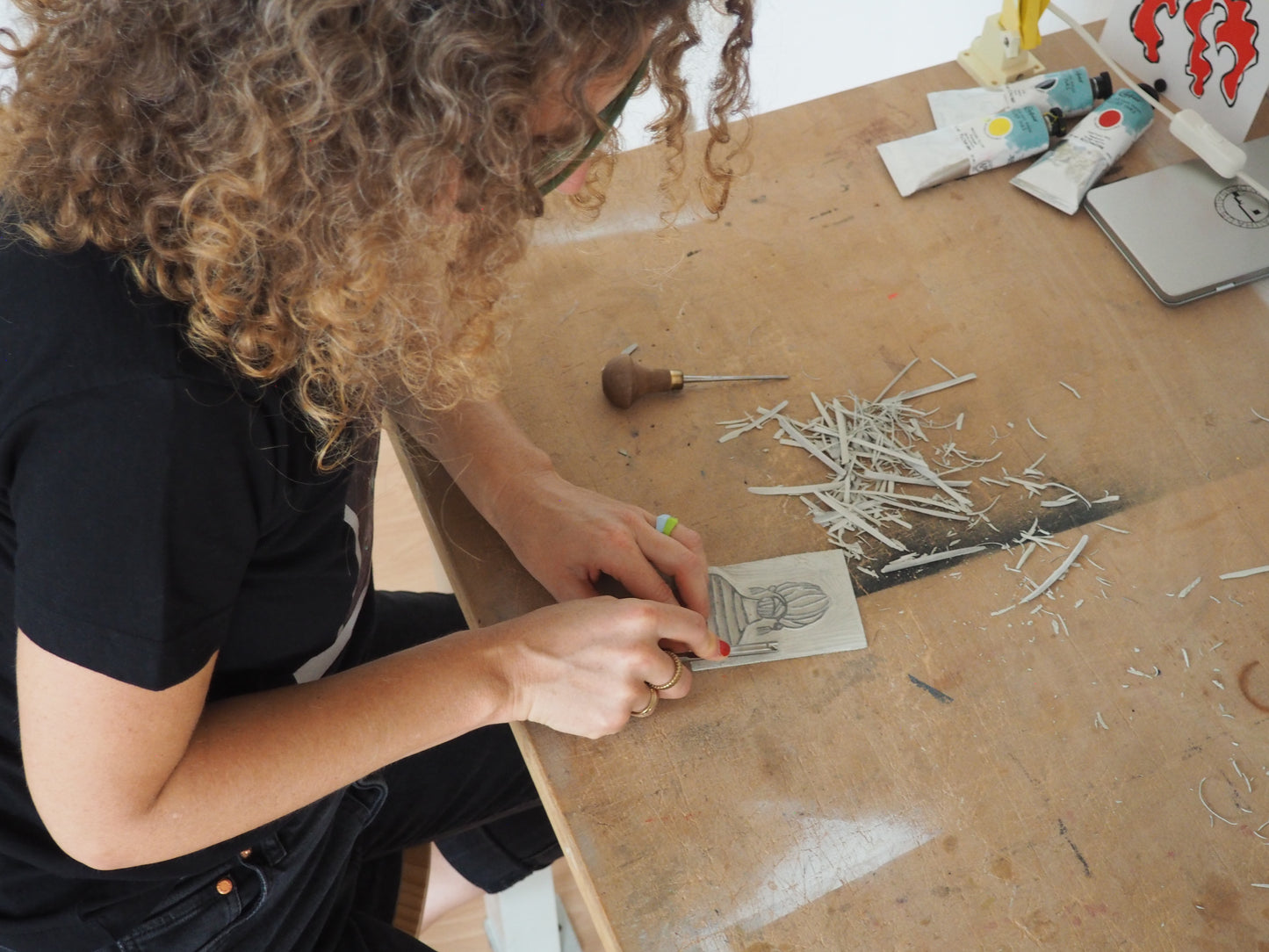 „Linoldruck trifft auf Stickerei“ Workshop in Dresden, Deutschland