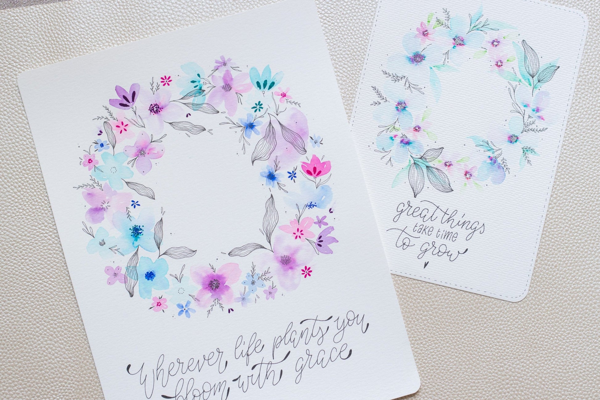 Painting Workshop "Fineliner meets Watercolor: Wreath with Floral Elements and Lettering" with Danielle in Erfurt, Germany by subcultours