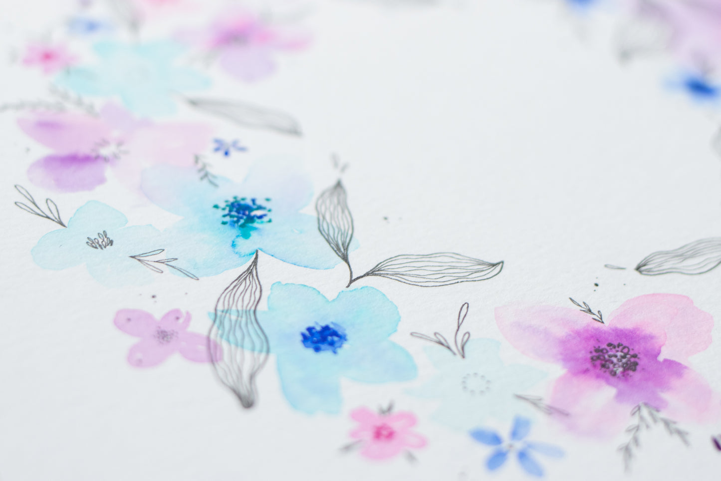 Painting Workshop "Fineliner meets Watercolor: Wreath with Floral Elements and Lettering" with Danielle in Erfurt, Germany