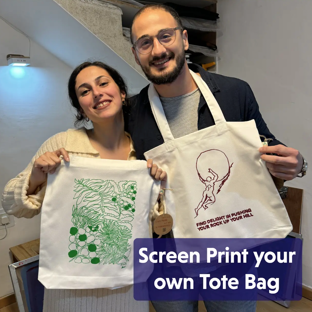 Screen Printing Workshop "Create Your Own Tote Bag" with Aprille in Tarxien, Malta by subcultours
