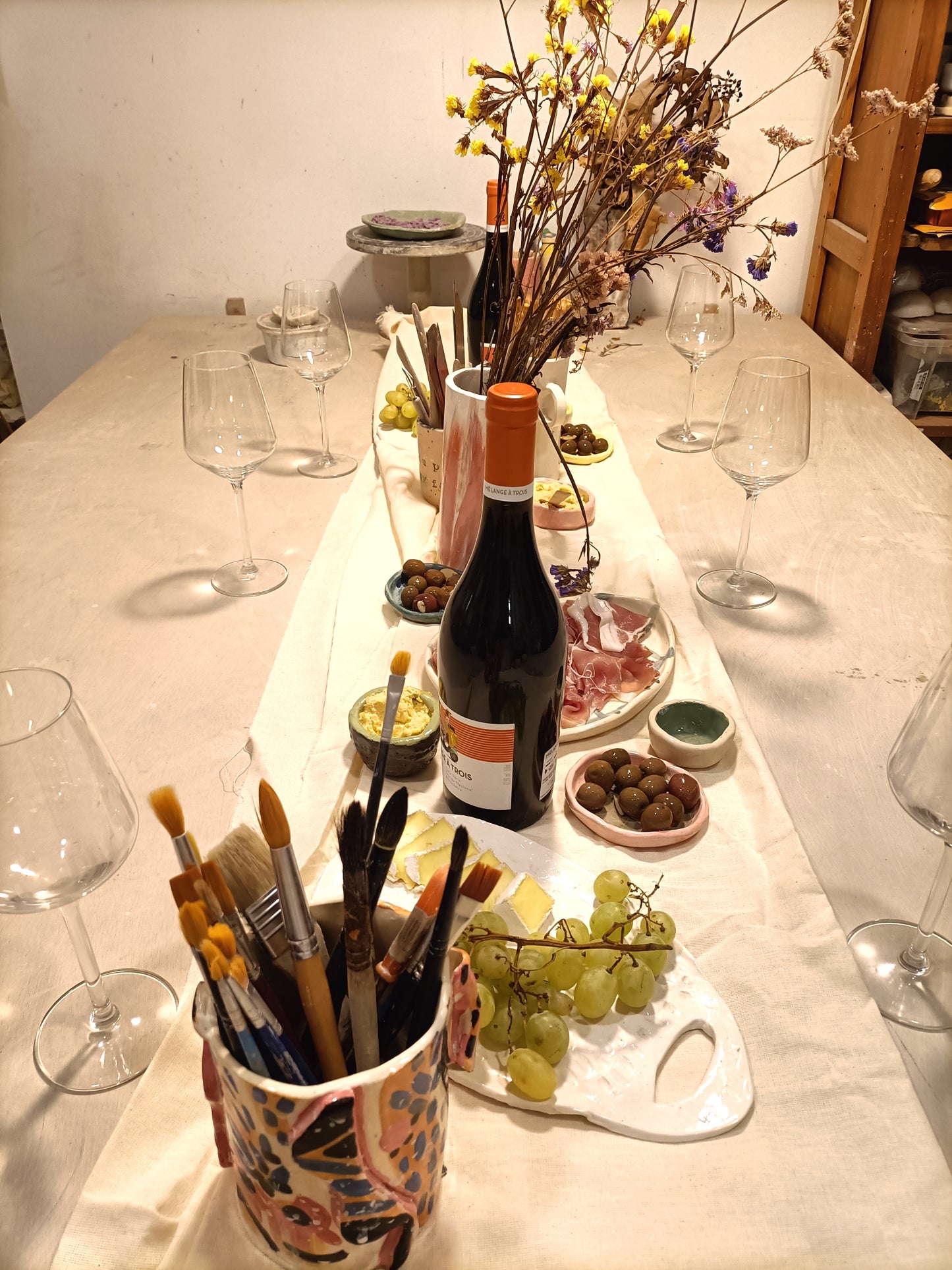 Wine and ceramics workshop in Lisbon studio