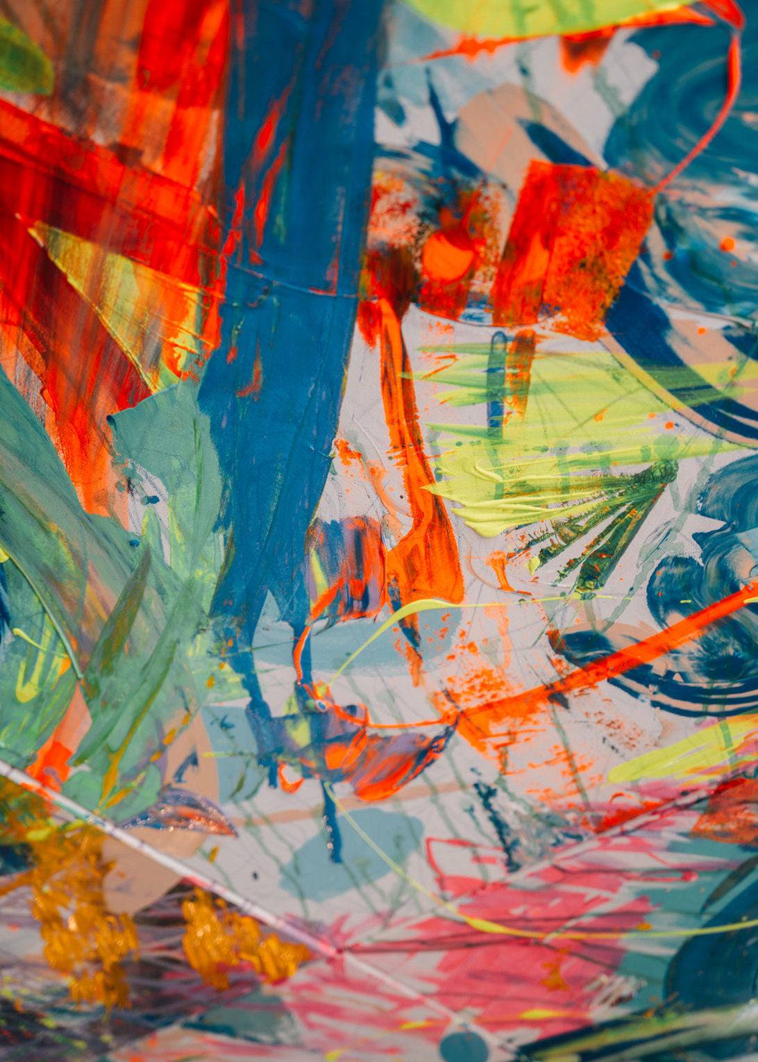 Abstract art with vibrant colors and brush strokes